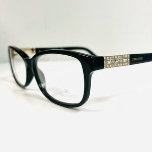 Swarovski Women's Glasses with Black Frame and Gold Detailing